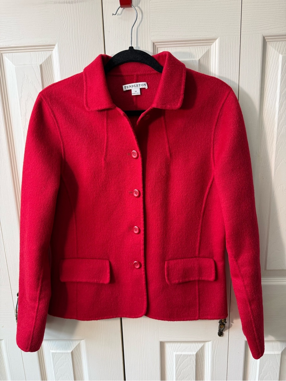 Pendleton 100% Merino Wool Red Jacket Blazer Womens Size Medium